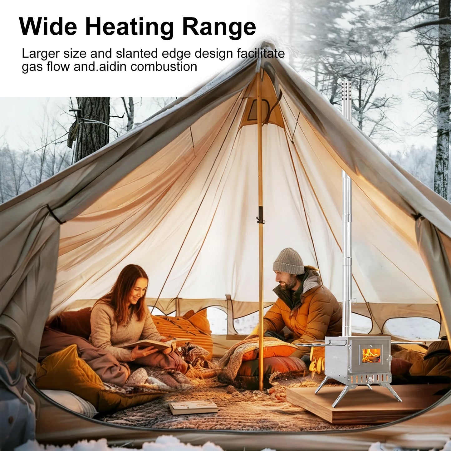 unho Tent Stove  Portable Wood Stove Camping Stove Stainless Steel Wood Stove with 7 Tubes Outdoor Cooking and Garden Activities