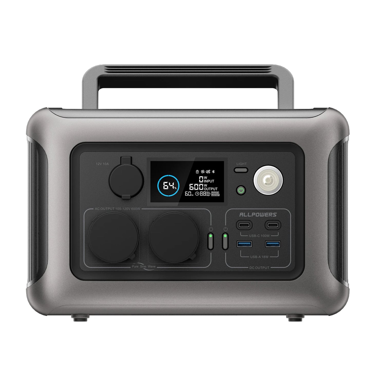 Portable (600W,1200WSurge) AC Power Station