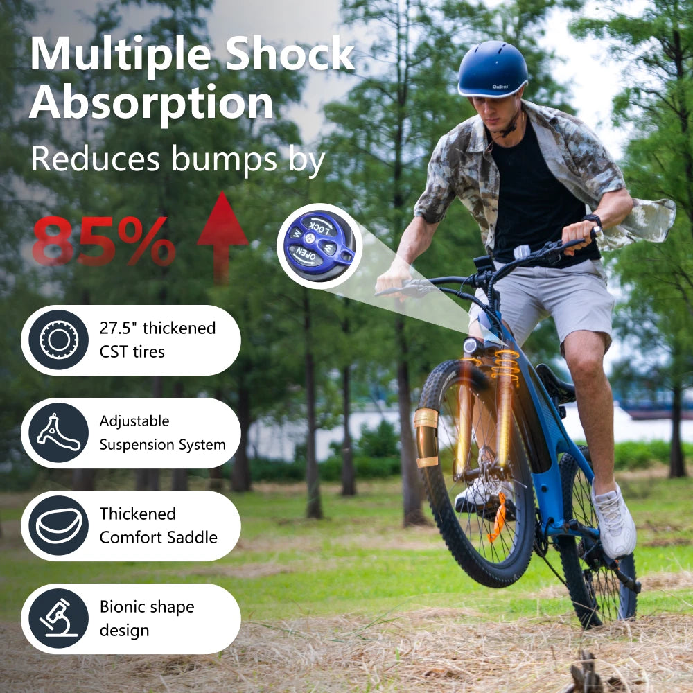 2000W Adults 27.5" Removable Battery Electric Mountain Ebike