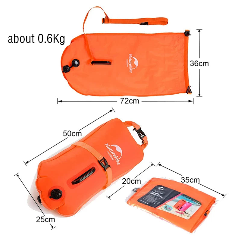 18L Waterproof Inflatable Swimming Bag Double Balloon Swim Buoy