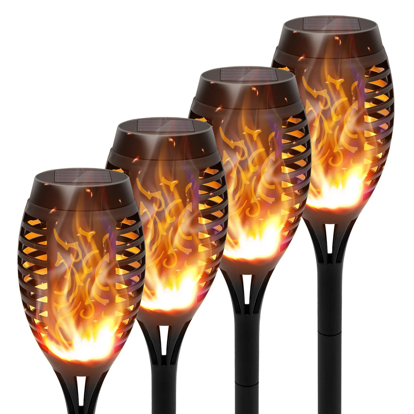 Solar Outdoor LED 4/6Pcs Solar Torch Lights with Flickering Flame Waterproof Camp Illumination