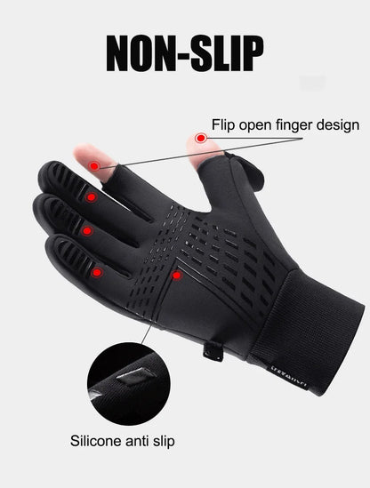 Men / Women Waterproof Winter Flip Open Two Finger Gloves