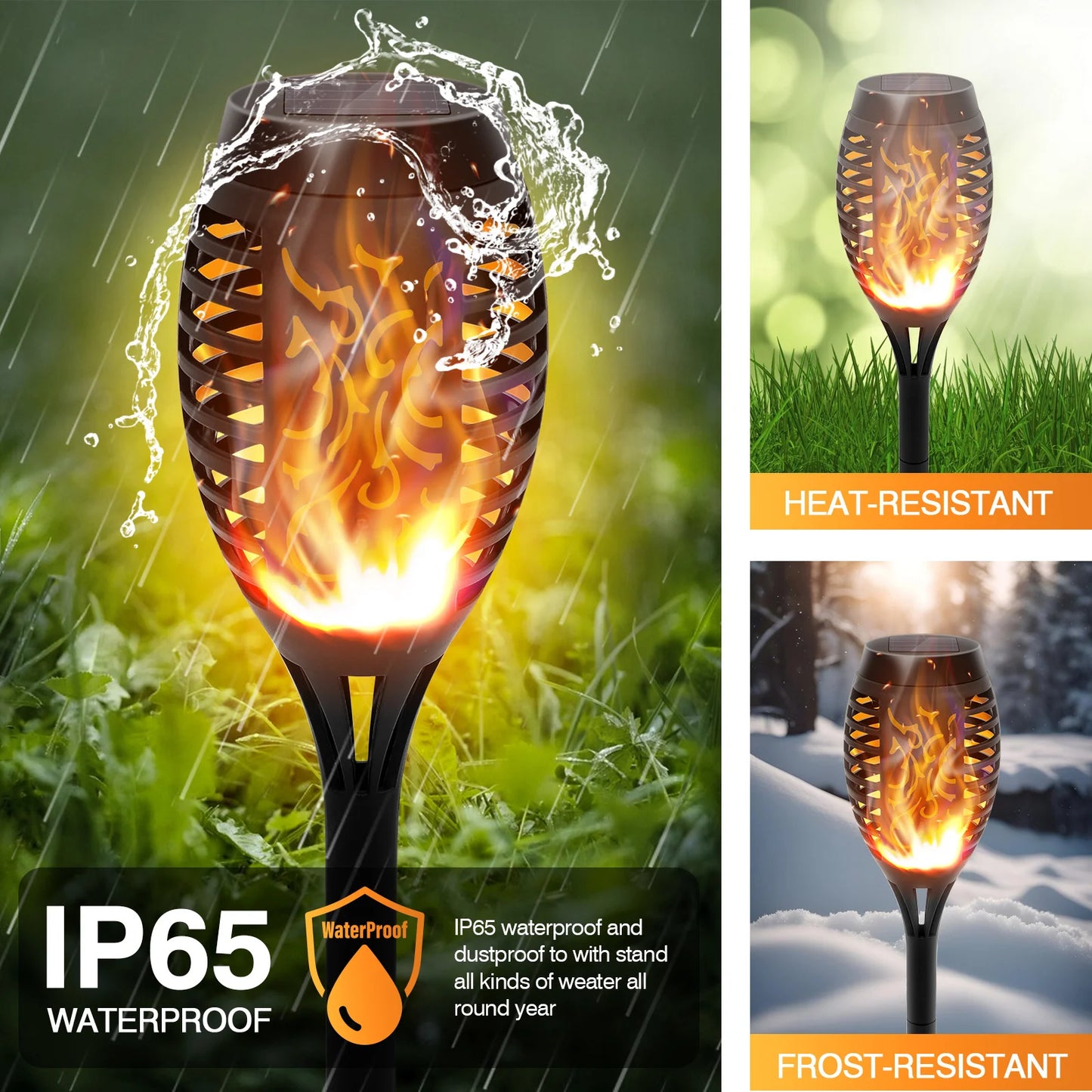 Solar Outdoor LED 4/6Pcs Solar Torch Lights with Flickering Flame Waterproof Camp Illumination